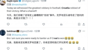 网友：我们目睹了足球史上最糟糕的&ldquo;抢劫&rdquo;，克罗地亚被夺走胜利